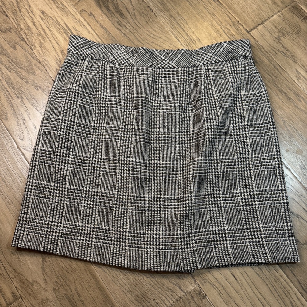 Talbots Women Plus Size 20 Plaid Wool Blend A-Line Skirt Made in USA Houndstooth